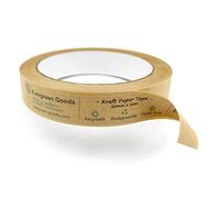 EVG Evergreen Goods Cinta embalaje papel kraft marrón, 20 mm x 30 m, reciclable, biodegradable, fuerte autoadhesivo