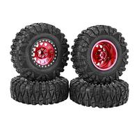 EVGATSAUTO 2.2 Ruedas Beadlock, 2.2 Ruedas y Neumáticos Beadlock, 4 Piezas RC Crawler Neumático de Goma Accesorio de Cubo de Rueda de Metal Apto para Coche RC 1/10 de 2,2 Pulgadas (Rojo)