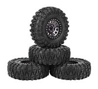 EVGATSAUTO 2.2 Ruedas Beadlock, 2.2 Ruedas y Neumáticos Beadlock, 4 Piezas RC Crawler Neumático de Goma Accesorio de Cubo de Rueda de Metal Apto para Coche RC 1/10 de 2,2 Pulgadas (Color Ti)