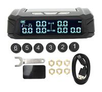 EVGATSAUTO de Monitoreo de Presión de Neumáticos, de Monitoreo de Presión de Neumáticos de Camión de 6 Ruedas Monitor Inalámbrico TPMS de Energía Solar con 6 Sensores para