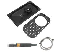 EVGATSAUTO Enjuagadora de Jarras, Enjuagadora de Jarras Lavadora de Tazas Enjuagadora de Limpieza de Vidrio Lavado a Alta Presión con Manguera de Bandeja de Goteo de Drenaje para Bar (Negro