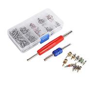 EVGATSAUTO Kit Valvole A/C R134a/R12 Strumenti per Pneumatici Assortimento 102 Pezzi (100 Valore Nucleo + 2 Strumenti di rimozione) Kit di Strumenti per Nucleo Stelo valvola di refrigerazione