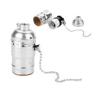 EVGATSAUTO Portalámparas con Cadena de Tracción, Casquillo de Luz Vintage de Aluminio E27 con Cadena de Tracción, Soporte de Iluminación para Lámpara de Mesa de Escritorio, Base de Tornillo