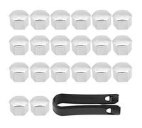 EVGATSAUTO Reemplazo Cubiertas de Cubo de Rueda de Coche, 20Pcs 17mm Universal Car Tire Lug Tuerca Tornillo Tornillo Tapa Protección Cap Plata