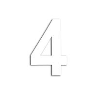 EVI Herrajes | Número Adhesivo Blanco para Casas | Nº 4 | 160 mm | Acero Inoxidable | Para Paredes, Fachadas, Portales o Puertas | Para Exterior e Interior | Mod.0660160BL-4
