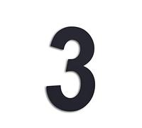EVI Herrajes | Número Adhesivo para Casas Color Negro | Nº 3 | 160x95mm | Acero Inoxidable | Para Paredes, Fachadas, Portales o Puertas | Para Exterior e Interior | Mod. I-160NG-3