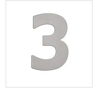 EVI Herrajes | Número Adhesivo para Casas de Acero Inoxidable | Nº 3 | 80 mm | Para Paredes, Fachadas, Portales o Puertas | Para Exterior e Interior | Mod.0640803AM