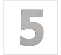 EVI Herrajes | Número Adhesivo para Casas de Acero Inoxidable | Nº 5 | 80 mm | Para Paredes, Fachadas, Portales o Puertas | Para Exterior e Interior | Mod.0640805AM