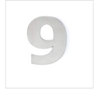 EVI Herrajes | Número Adhesivo para Casas de Acero Inoxidable | Nº 9 | 80 mm | Para Paredes, Fachadas, Portales o Puertas | Para Exterior e Interior | Mod.0640809AM
