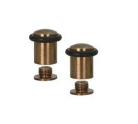 EVI Herrajes |Pack 2 Tope para Puerta | Ø20x29 mm | Latón Acabado Cuero | Goma Negra | Incluye Tornillo + Taco de Sujeción | Mod. I-108-CU