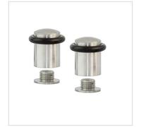 EVI Herrajes | Pack 2 Topes de Puerta | Ø 20x29mm | Goma Negra de Silicona Natural | Acero Inoxidable Mate | Incluye Tornillo + Taco de Sujeción | Mod. I-159CB