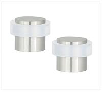 EVI Herrajes | Pack 2 Topes de Puerta | Ø20x20 mm | Acero Inoxidable | Acabado Mate | Goma Blanca de Silicona Natural | Incluye Tornillo + Taco de Sujeción | Mod. I-157