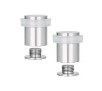 EVI Herrajes | Pack 2 Topes de Puerta | Ø25x27 mm | Base Roscada | Acero Inoxidable - Goma Blanca | Incluye Tornillo + Taco de Sujeción | Mod. I-811BCBAM