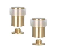 EVI Herrajes | Pack 2 Topes de Puerta | Ø24x35 mm |Latón| Acabado Mate | Goma Blanca de Silicona Natural | Incluye Tornillo + Taco de Sujeción | Mod. I-180