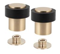 EVI Herrajes | Pack 2 Topes de Puerta | Ø24x35 mm |Latón| Acabado Mate | Goma Negra de Silicona Natural | Incluye Tornillo + Taco de Sujeción | Mod. I-180