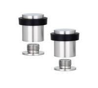 EVI Herrajes | Pack 2 Topes de Puerta | Ø25x27 mm | Base Roscada | Acero Inoxidable - Goma Negra | Acabado Mate | Incluye Tornillo + Taco de Sujeción | Mod. I-811CBAM