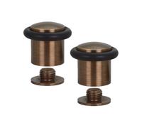 EVI Herrajes | Pack de 2 Topes de Puerta | Base Roscada | Goma Negra de Silicona Natural | Latón | Incluye Taco + Tornillo