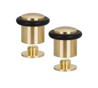 EVI Herrajes | Pack de 2 Topes de Puerta | Ø24 x 30mm | Base Roscada | Goma Negra de Silicona Natural | Latón | Incluye Taco + Tornillo | I-138CBMT