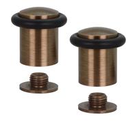 EVI Herrajes | Pack de 2 Topes de Puerta | Ø24 x 35mm | Base Roscada | Goma Negra de Silicona Natural | Latón | Incluye Taco + Tornillo | I-138CU