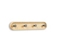 EVI Herrajes | Perchero de pared de 4 colgadores | Madera maciza de fresno | Colgadores de acero inox lacado gris antracita | Kit de montaje incluido | Mod. Cova 4CFRGR