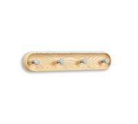 EVI Herrajes | Perchero de pared de 4 colgadores | Madera maciza de fresno | Colgadores de acero inoxidable | Kit de montaje incluido | Mod. Cova 4CFRAM