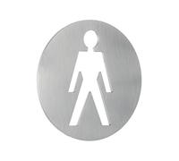 EVI Herrajes | Placa Adhesiva para WC | Señal para Baño de Caballero | 10 x 8,2 x 3 cm | Acero Inoxidable | Indicado para Pared o Puerta | Fácil Instalación | Mod. 663/100
