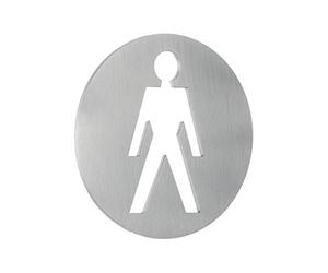 EVI Herrajes | Placa Adhesiva para WC | Señal para Baño de Caballero | 10 x 8,2 x 3 cm | Acero Inoxidable | Indicado para Pared o Puerta | Fácil Instalación | Mod. 663/100