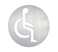 EVI Herrajes | Placa Adhesiva para WC | Señal para Baño de Minusválidos | 12 x 9 x 3 cm | Acero Inoxidable | Indicado para Pared o Puerta | Fácil Instalación | Mod. 665/120