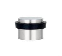 EVI Herrajes | Tope de Puerta Adhesivo | Ø24x20 mm | Goma Negra de Silicona Natural | Acero Inoxidable Acabado Mate | Gran Adhesión | 100% Funcional | Mod. I-163AM