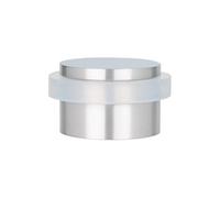 EVI Herrajes | Tope de Puerta Adhesivo | 35 x 20 mm | Goma Blanca de Silicona Natural | Acero Inoxidable Acabado Mate | Fijación Sencilla | 100% Funcional | Mod. I-140-B