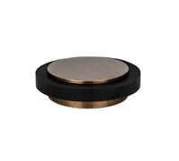 EVI Herrajes | Tope de Puerta Adhesivo | 45 x 14 mm | Goma Negra de Silicona Natural | Latón | Acabado Cuero Envejecido | Gran Adhesión | 100% Funcional | Mod. 04020335X12CU