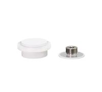 EVI Herrajes | Tope de Puerta Adhesivo | 45 x 20 mm | Base Roscada | Goma Blanca | Acero Inoxidable | Lacado Blanco | Incluye Tornillo + Taco de Sujeción | Mod. I-203/35X19-DUAL-BL