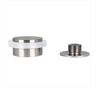 EVI Herrajes | Tope de Puerta Adhesivo | 45 x 20 mm | Base Roscada | Goma Blanca | Acero Inoxidable | Incluye Tornillo + Taco de Sujeción | Mod. I-203/35X19-B-DUAL-AM
