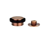 EVI Herrajes | Tope de Puerta Adhesivo | Ø35x20mm | Base Roscada | Latón Acabado Cuero Envejecido - Goma Negra | Incluye Tornillo + Taco de Sujeción | Mod. I-203/35X19DUALCU