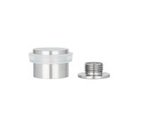EVI Herrajes | Tope de Puerta Adhesivo o con Tornillo | Ø24x20 mm | Acero Inoxidable - Goma Blanca| Incluye Base Roscada Adhesiva + Tornillo + Taco de Sujeción | Mod. I-199BDUAL