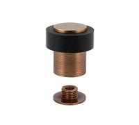 EVI Herrajes | Tope para Puerta | Ø24x35 mm | Latón Acabado Cuero | Goma Negra | Incluye Tornillo + Taco de Sujeción | Mod. I-191-CU