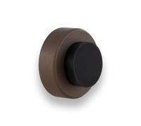 EVI Herrajes | Tope para Puerta Adhesivo | Colocación en Pared | Ø35x18mm | Latón Acabado Rústico - Goma Negra | Anti Golpes Para Manillas | Diseño y Funcionalidad| Mod. I-254/35-RU
