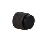 EVI Herrajes | Tope para Puerta de Pared de Diseño - Moleteado Diamante | Ø28x28mm | Latón rústico - Goma Negra | Montaje Adhesivo y con Tornillo | I-198MOCRU