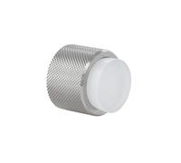 EVI Herrajes | Tope para Puerta de Pared de Diseño - Moleteado Lineal | Ø28x28mm | Acero inoxidable - Goma blanca | Montaje Adhesivo y con Tornillo | I-198MOCAM