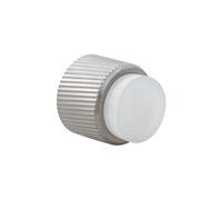 EVI Herrajes | Tope para Puerta de Pared de Diseño - Moleteado Lineal | Ø28x28mm | Acero Inoxidable mate - Goma blanca | Montaje Adhesivo y con Tornillo | I-198BMOLAM