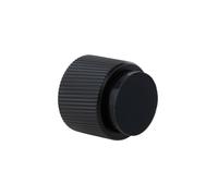 EVI Herrajes | Tope para Puerta de Pared de Diseño - Moleteado Lineal - 28x28mm - Acero Lacado Negro - Montaje Adhesivo y con Tornillo