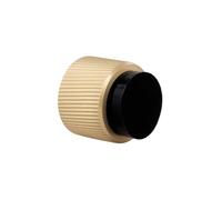 EVI Herrajes | Tope para Puerta de Pared de Diseño - Moleteado Lineal | Ø28x28mm | Latón mate - Goma negra | Montaje Adhesivo y con Tornillo | I-198MOLLMT