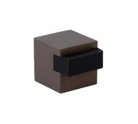 EVI Herrajes | Tope para Puerta de Suelo - Diseño Cuadrado | 20x20mm | Latón Rústico - Goma Negra | Montaje Adhesivo| I-197/20