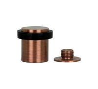 EVI Herrajes | Tope para Puerta Latón | Ø24x30 mm | Latón Acabado Cuero | Goma Negra | Incluye Tornillo + Taco de Sujeción | Mod. I-180-CU