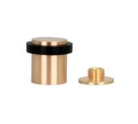 EVI Herrajes | Tope para Puerta Latón | Ø24x30 mm | Latón Satinado Mate | Goma Negra | Incluye Tornillo + Taco de Sujeción | Mod. I-180-LMT