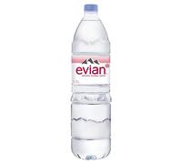 Evian Agua mineral, 6 botellas PET de 1,5 litros.