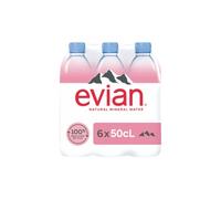 Evian - Agua Mineral Natural, Pack 6 x 0.5 L, 3000 mililitro