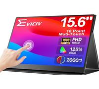 EVICIV Monitor Portatil Táctil 15,6 Pulgadas 125% sRGB 1080P 2000:1 FHD USB C Display Móvil Externa con HDMI/USB-C para Laptop/PC/Teléfono/Game Console, Soporte VESA