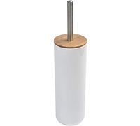 Evideco cuarto de baño libre de pie WC cepillo y Holder Padang blanco - bambú cubierta superior