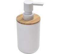 EVIDECO Dispensador de jabón y loción Padang White-10 FL OZ-Bamboo Top, 90% PS 10%, Blanco, marrón, 2.13 L x 2.13 W x 6.8 H